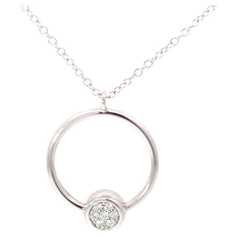 Garavelli Weißgold Pave Diamanten Kreis-Anhänger mit Kette, Giotto Kollektion