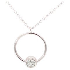 Garavelli Weißgold Pave Diamanten Kreis-Anhänger mit Kette, Giotto Kollektion