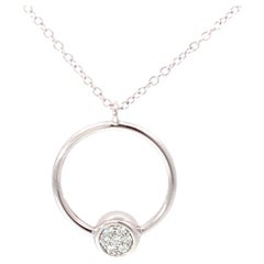 Garavelli White Gold Pave Diamonds Circle Pendant with chain, Giotto Collection