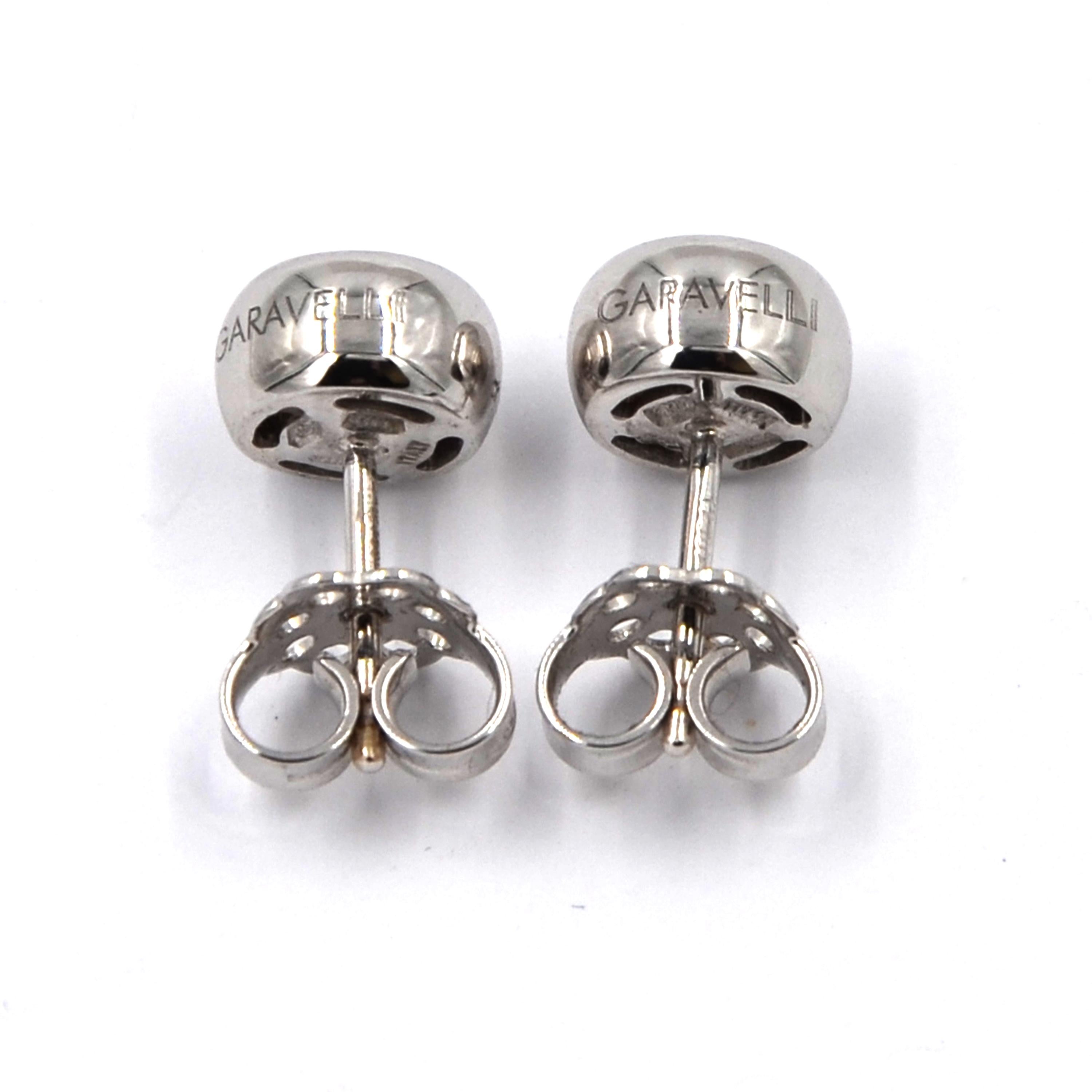 Garavelli White Gold Pave Diamonds Studs from New Giotto Collection In New Condition For Sale In Valenza, IT