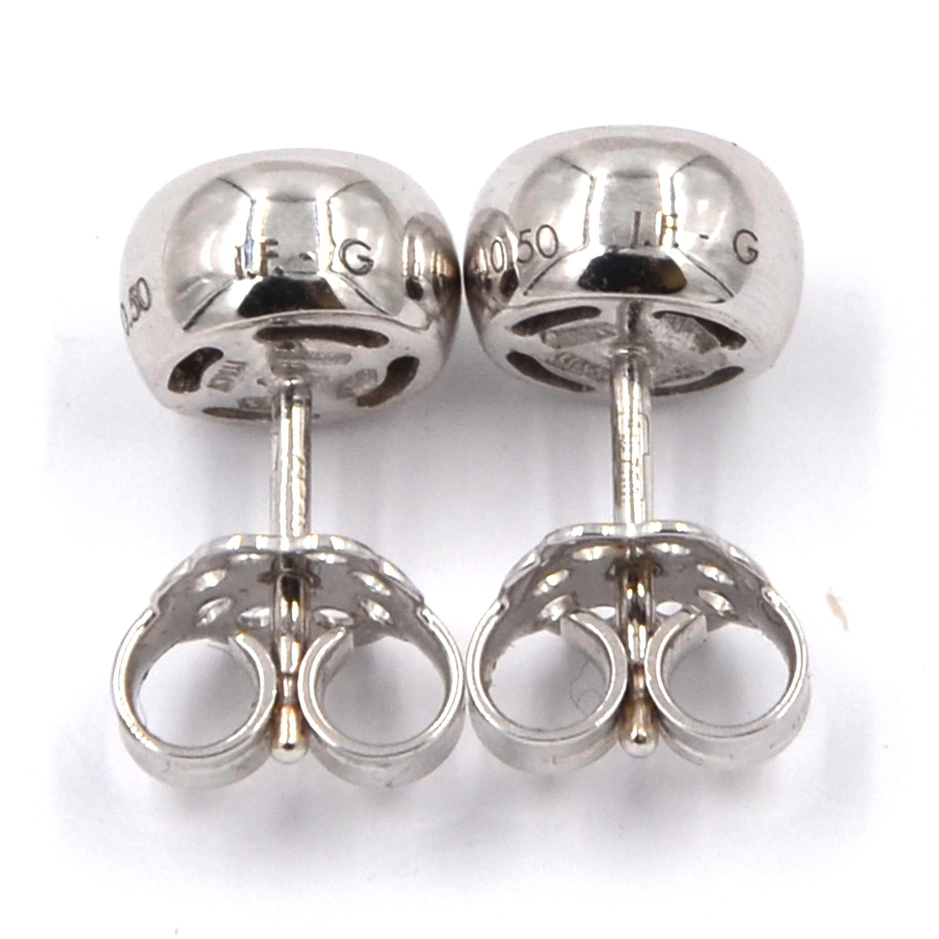 Garavelli White Gold Pave Diamonds Studs from New Giotto Collection For Sale 1
