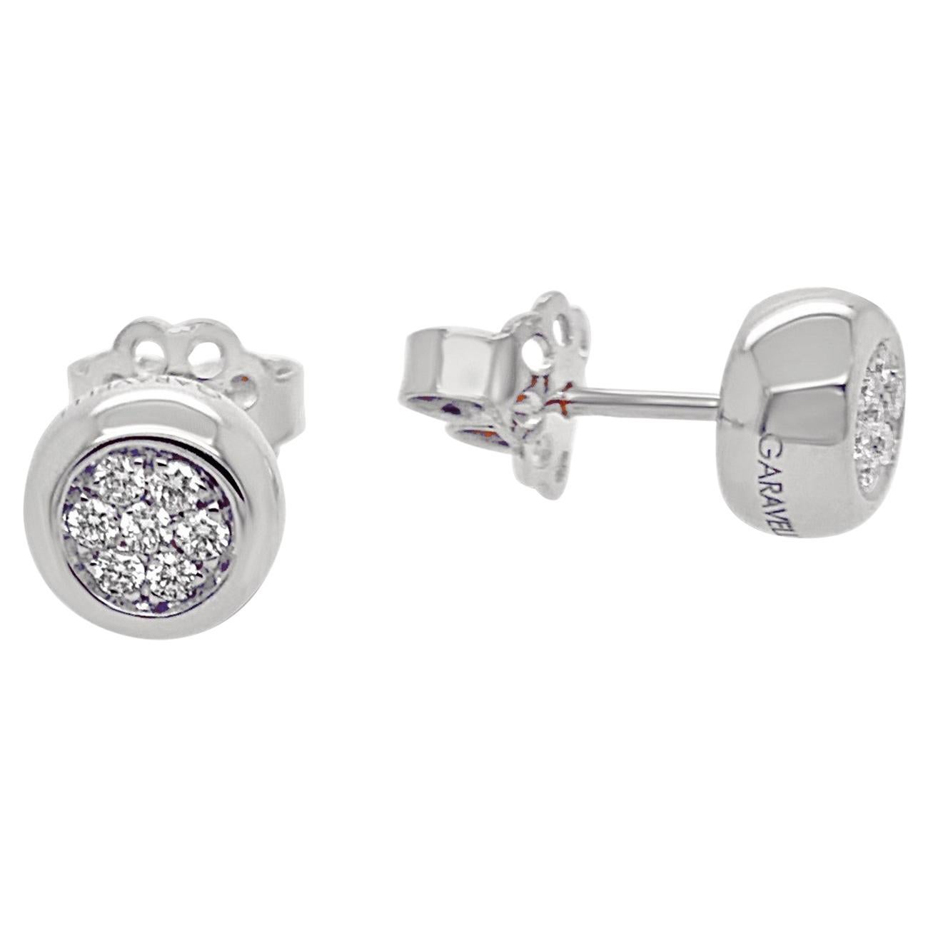 Garavelli White Gold Pave Diamonds Studs from New Giotto Collection For Sale