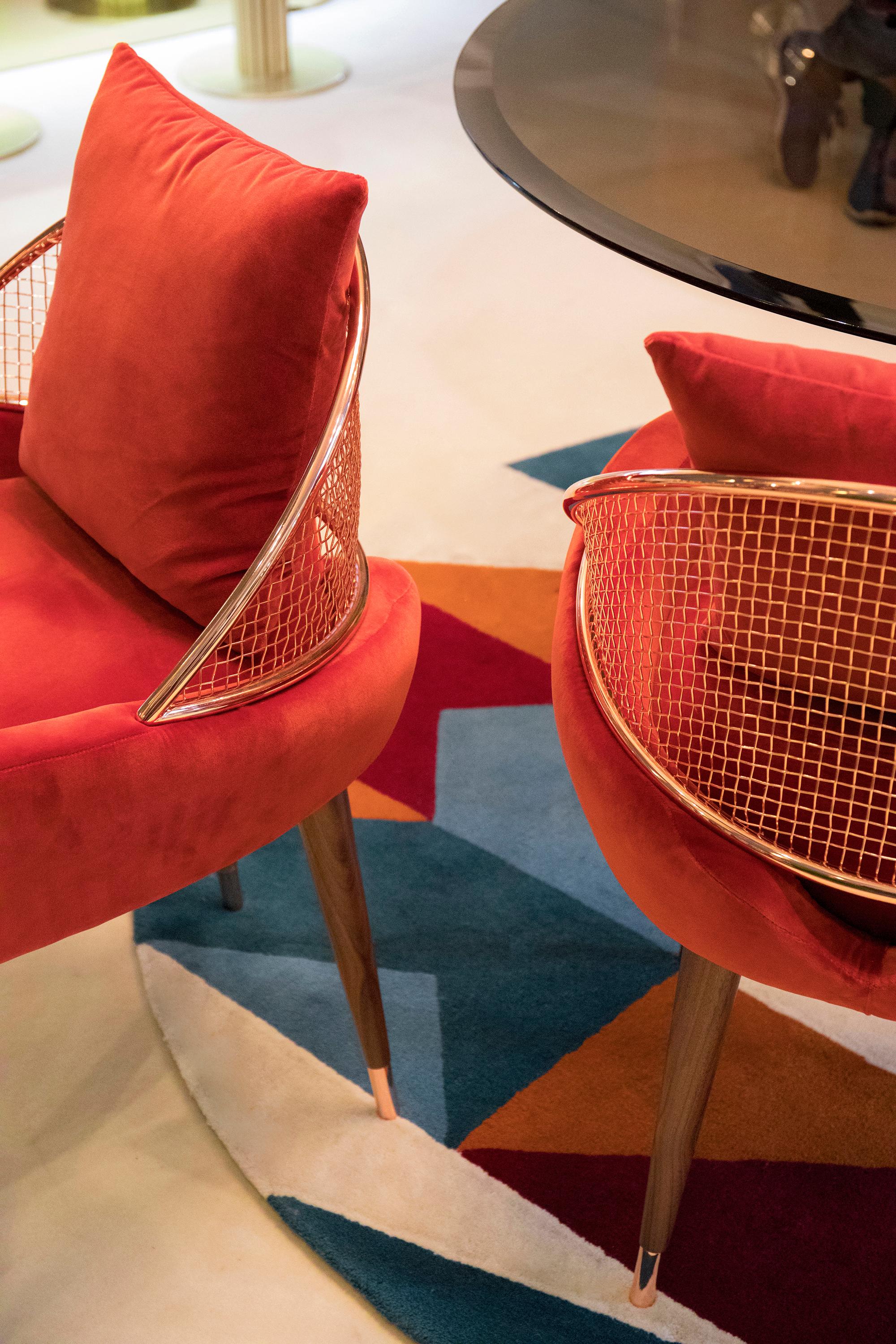 red velvet dining chairs