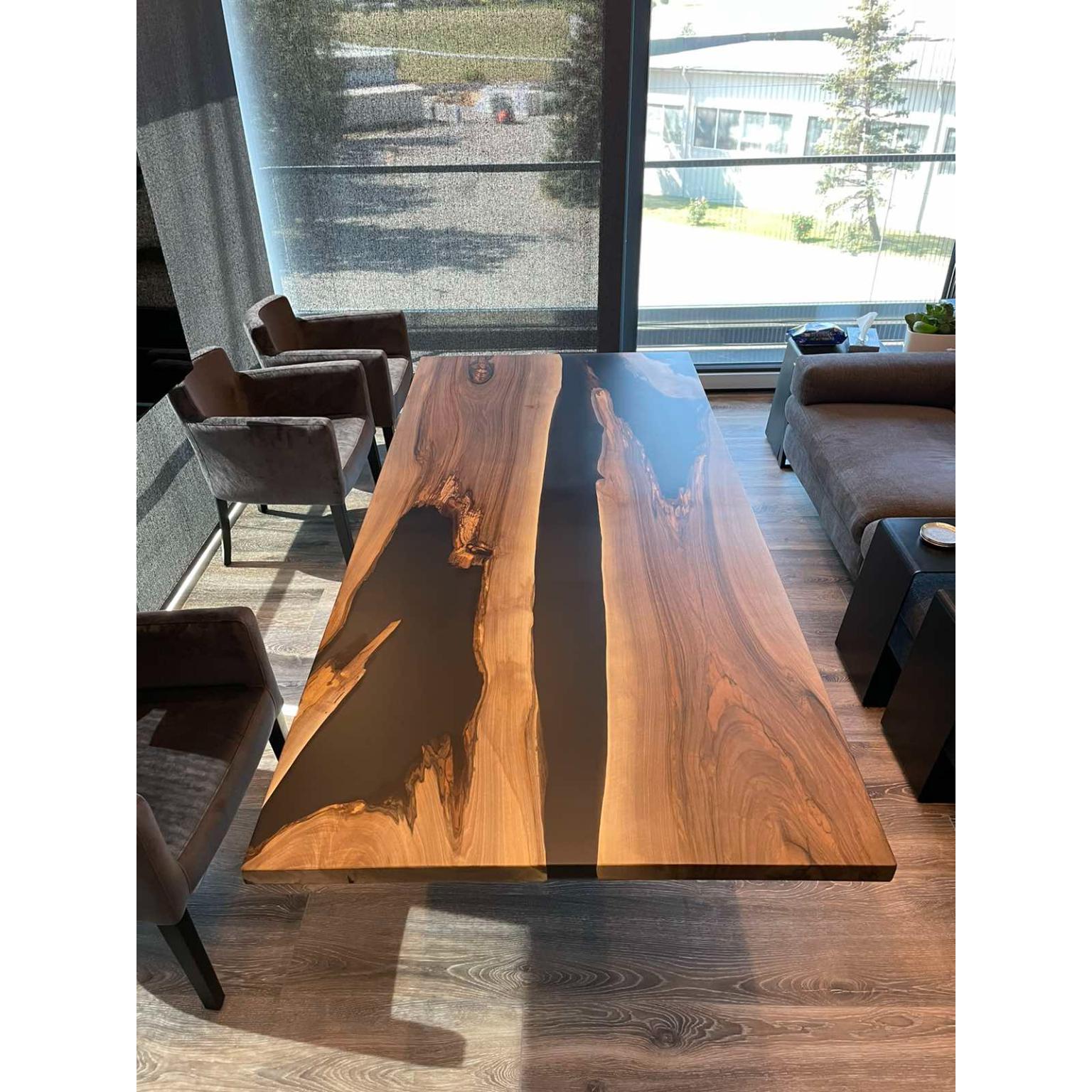 Garby Table by KV Design
One Of A Kind
Dimensions: D 50 x W 220 x H 44 cm.
Materials: European walnut, metal, and epoxy.

Everything is custom-made 1 of 1 edition. Please contact us.

The dining table is an essential part of your home interior
As we