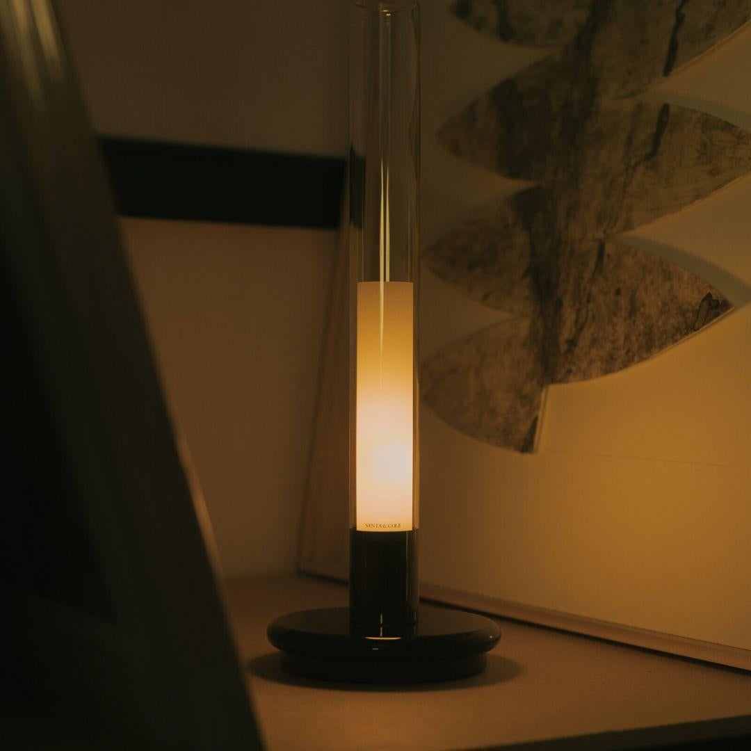 Spanish Garces & Soria 'Sylvestrina' Portable Table Lamp in Pyrex Glass for Santa & Cole For Sale