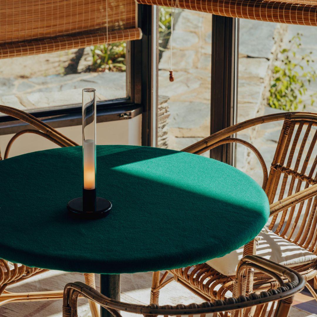 Contemporary Garces & Soria 'Sylvestrina' Portable Table Lamp in Pyrex Glass for Santa & Cole For Sale