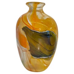 Garcia Art Glass Orange Hand Blown Vase