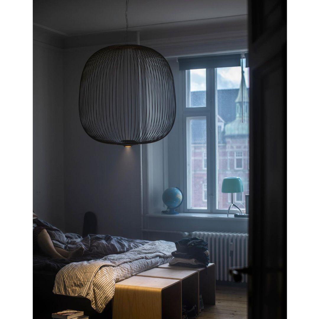 Italian Garcia & Cumini Large 'Spokes 2’ Metal Suspension Lamp in Black for Foscarini For Sale