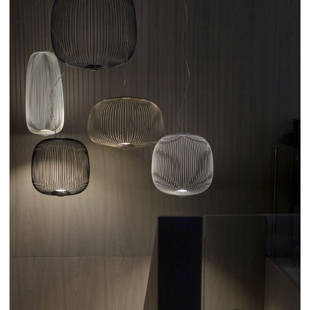 XXI secolo e contemporaneo Garcia and Cumini Lampada a Sospensione Grande 'Spokes 2' in Metallo Nero per Foscarini in vendita