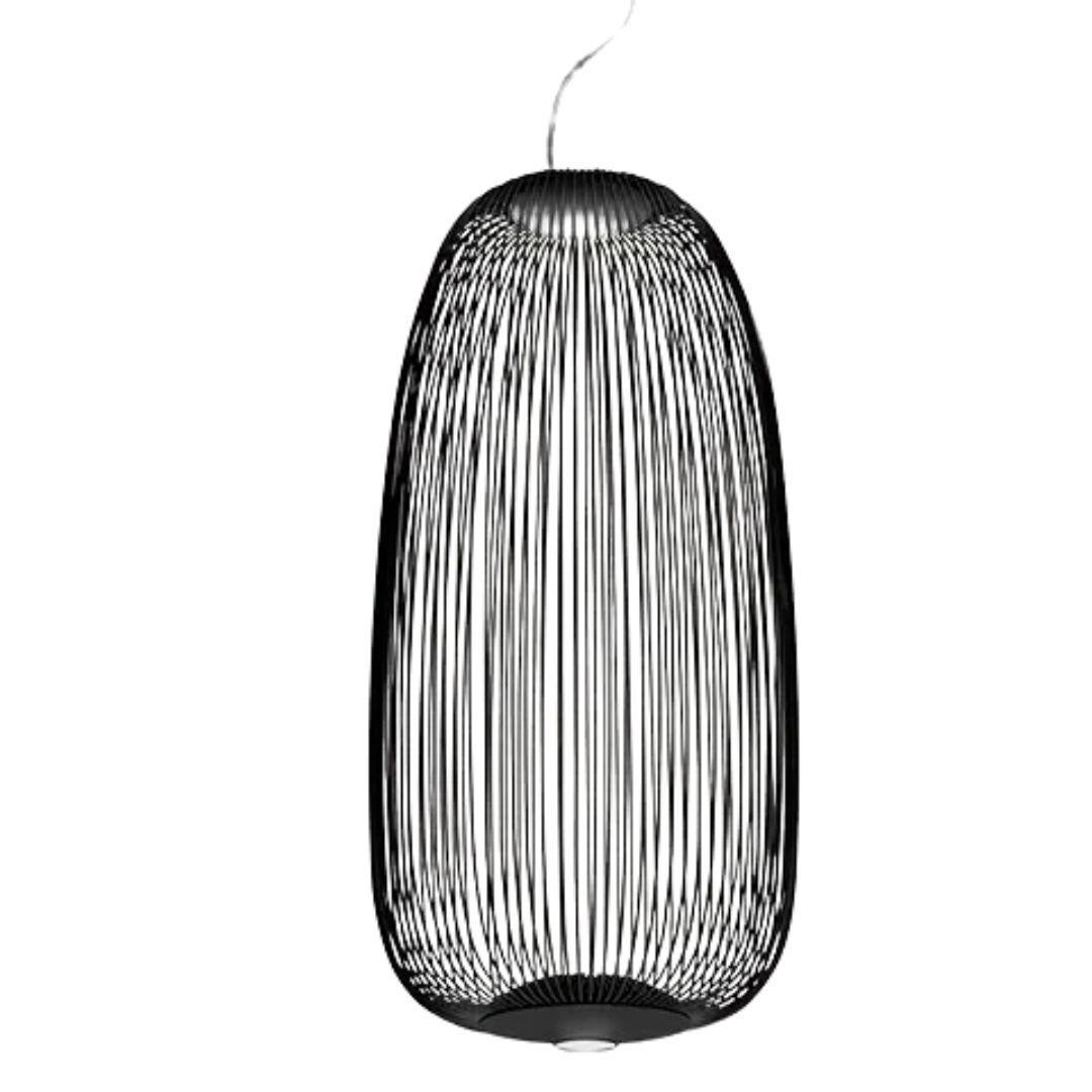 Mid-Century Modern Garcia & Cumini 'Spokes 1’ Metal Suspension Lamp in Black for Foscarini For Sale