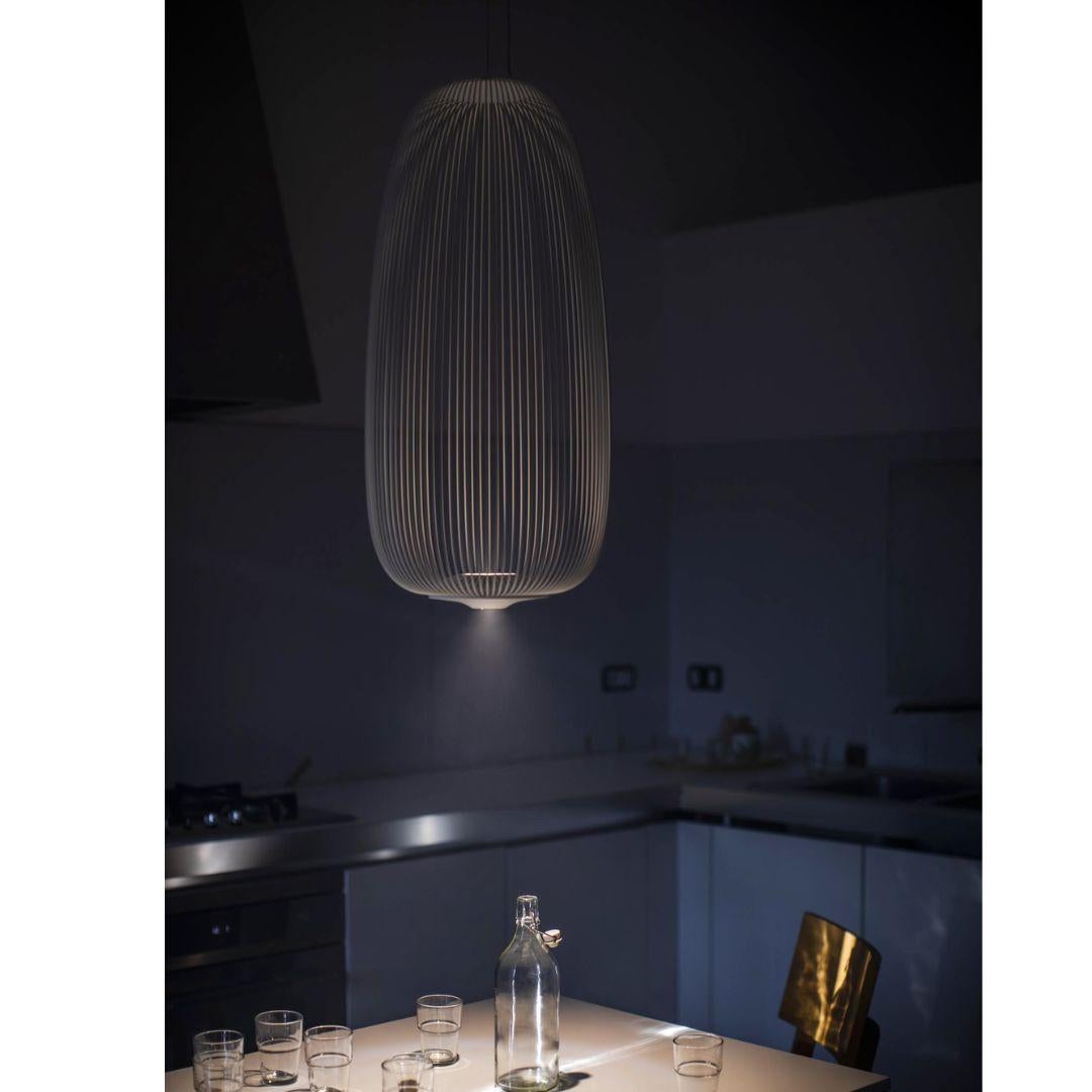 Garcia & Cumini 'Spokes 1’ metal suspension lamp in graphite for Foscarini.

Designed by Cumini + Garcia and produced by Foscarini, the Italian lighting firm founded in Venice on the legendary island of Murano, where generations of master