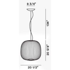 Garcia & Cumini 'Spokes 2’ Metal Suspension Lamp in Copper for Foscarini