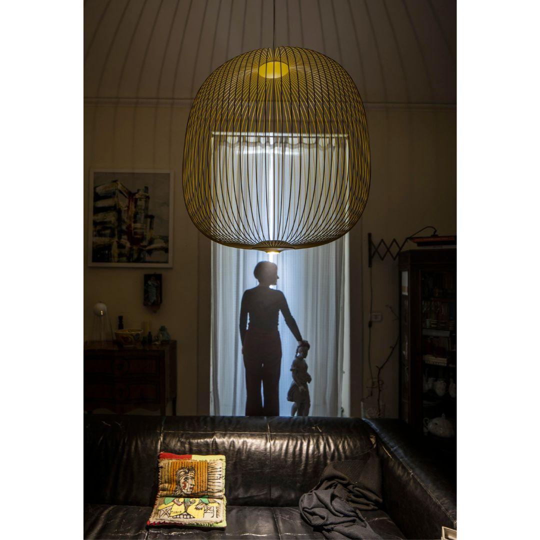 Garcia & Cumini 'Spokes 2' Metall-Hängeleuchte in Gold für Foscarini (Moderne der Mitte des Jahrhunderts) im Angebot