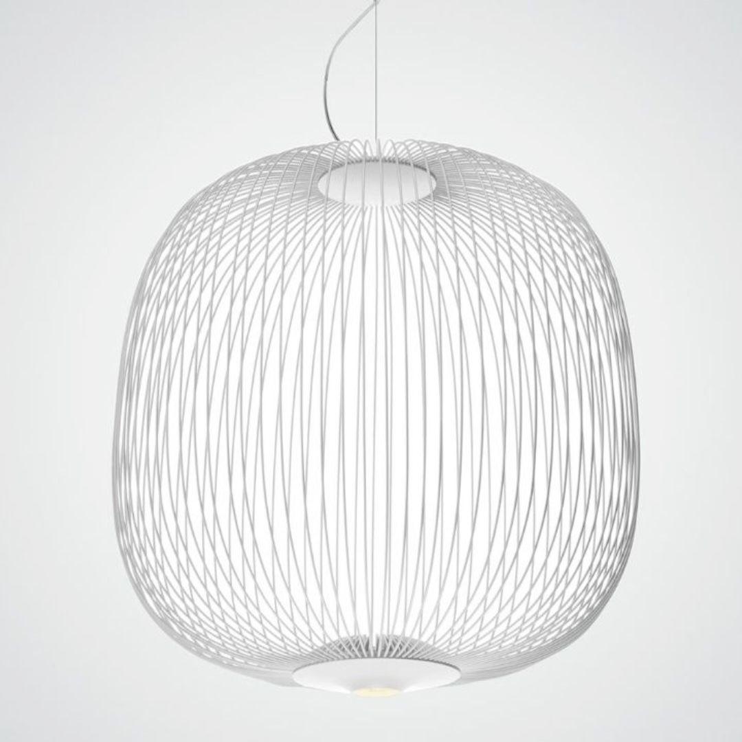 Varnished Garcia & Cumini 'Spokes 2’ Metal Suspension Lamp in White for Foscarini For Sale