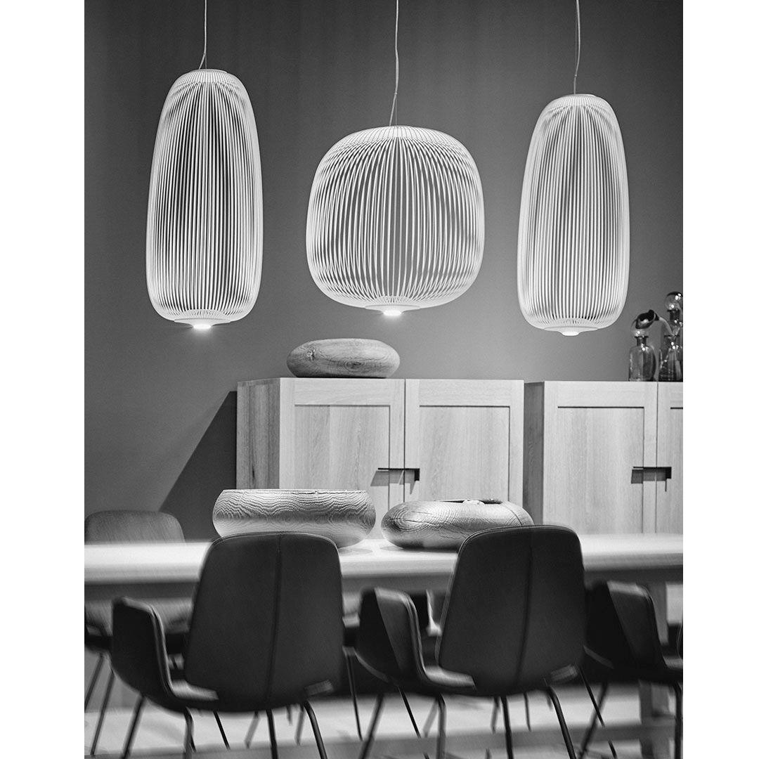Contemporary Garcia & Cumini 'Spokes 2’ Metal Suspension Lamp in White for Foscarini For Sale