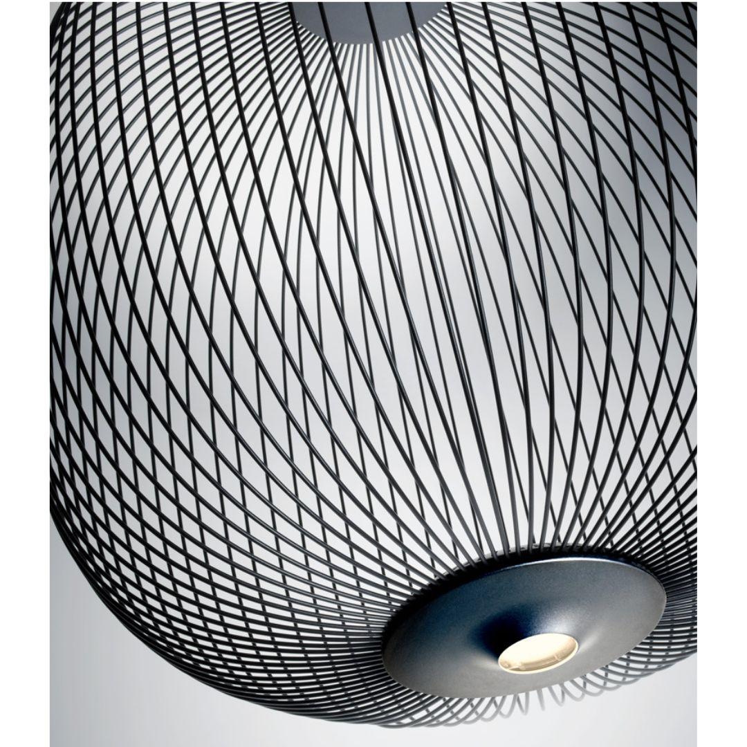 Varnished Garcia & Cumini 'Spokes 2 Midi’ Metal Suspension Lamp in Black for Foscarini For Sale