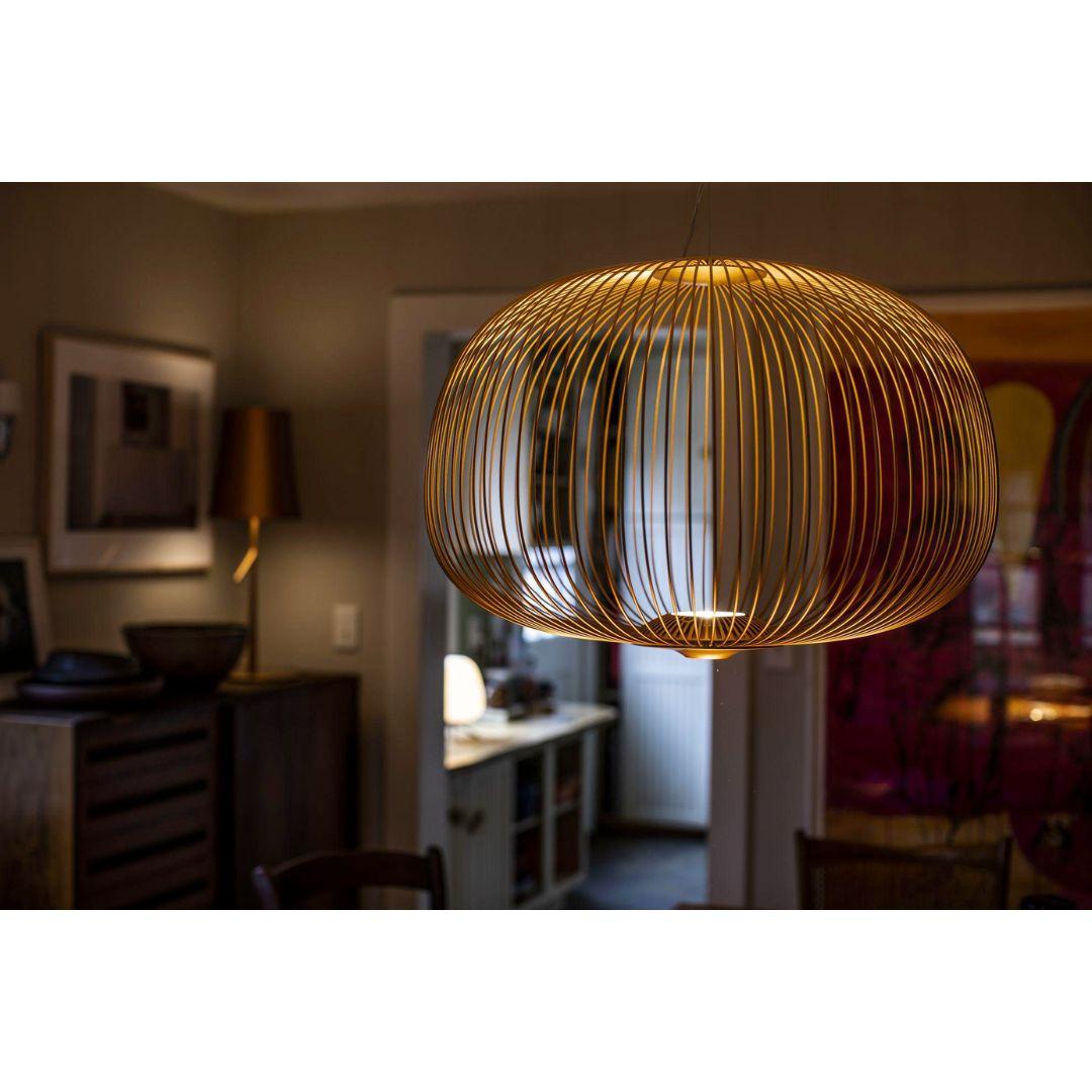 Mid-Century Modern Garcia & Cumini 'Spokes 3’ Metal Suspension Lamp in Copper for Foscarini For Sale