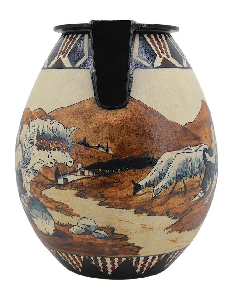 Mid-20th Century Garcia De Diego at Ciboure Large Stoneware Vase, Late 1940s For Sale
