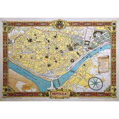 Vintage 1950 original map by Garcia Fuentes Manuel - Sevilla Perspectiva General