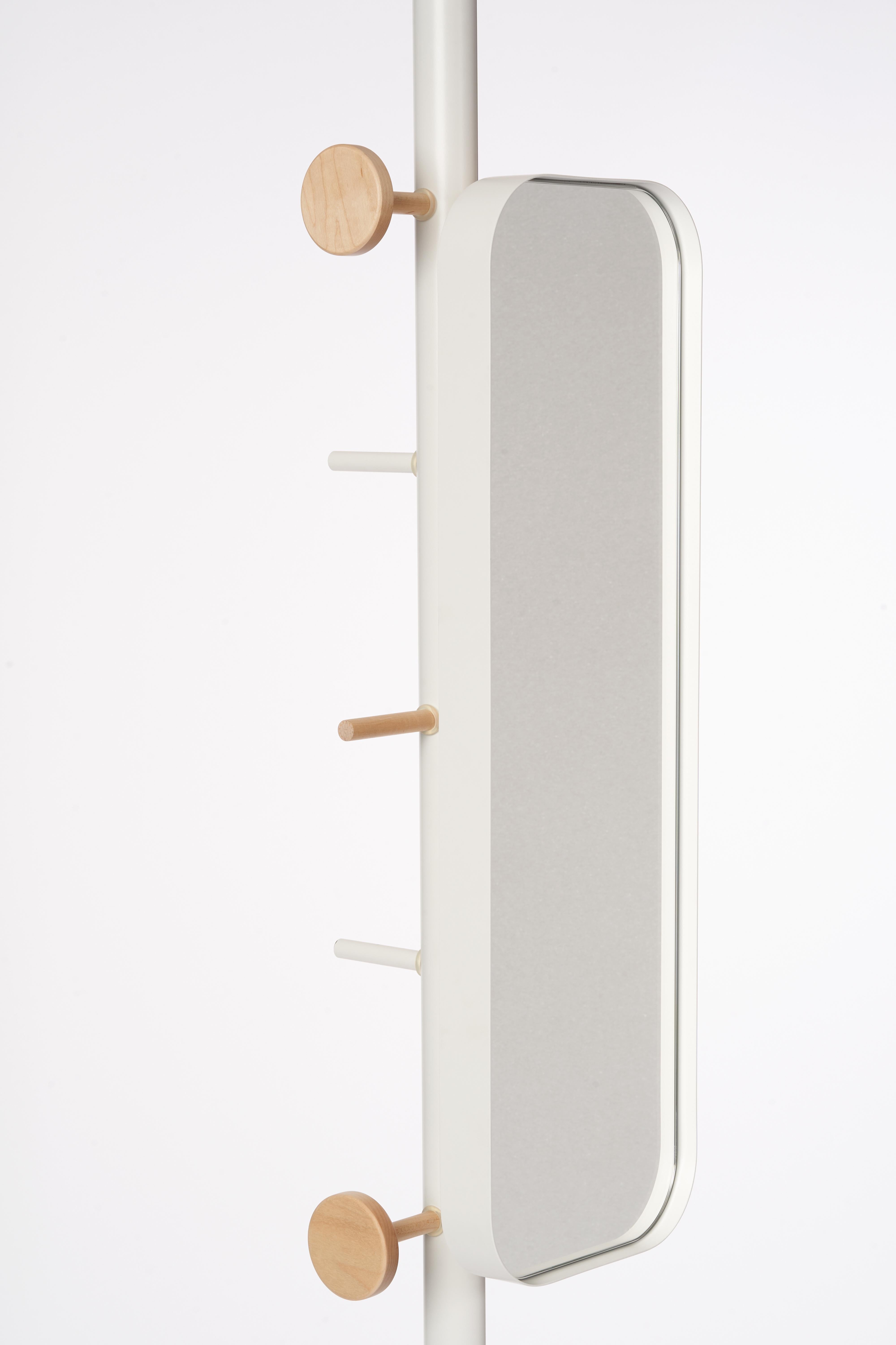 Scandinavian Modern Garcia Multi-Functional Coat Rack and Side Table with Storage For Sale
