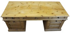 Garcia Natural Carved Pine Executive Office Desk Library Table Rustic Old World