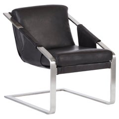 Garcon-Stuhl aus schwarzem Nubuck-Leder
