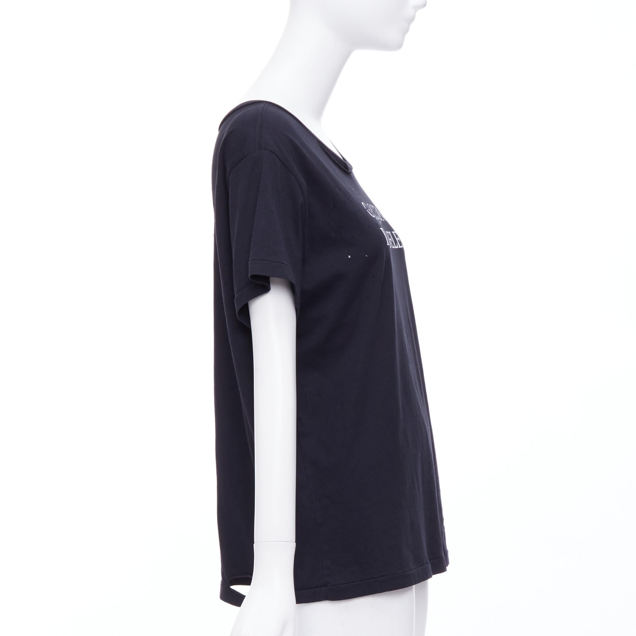 GARCONS INFIDELES black cotton white logo distressed tshirt M In Excellent Condition For Sale In Hong Kong, NT