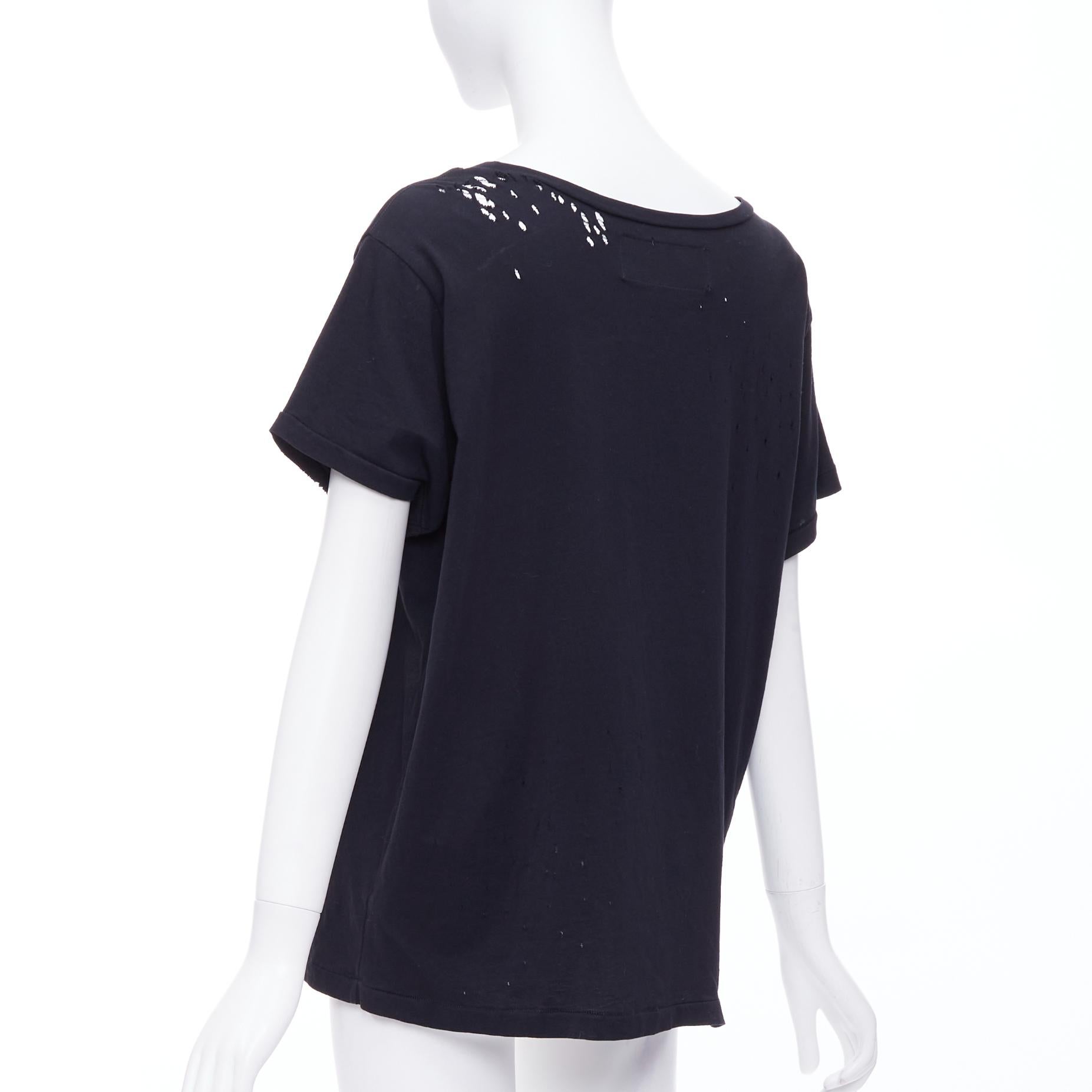 GARCONS INFIDELES black cotton white logo distressed tshirt M For Sale 1