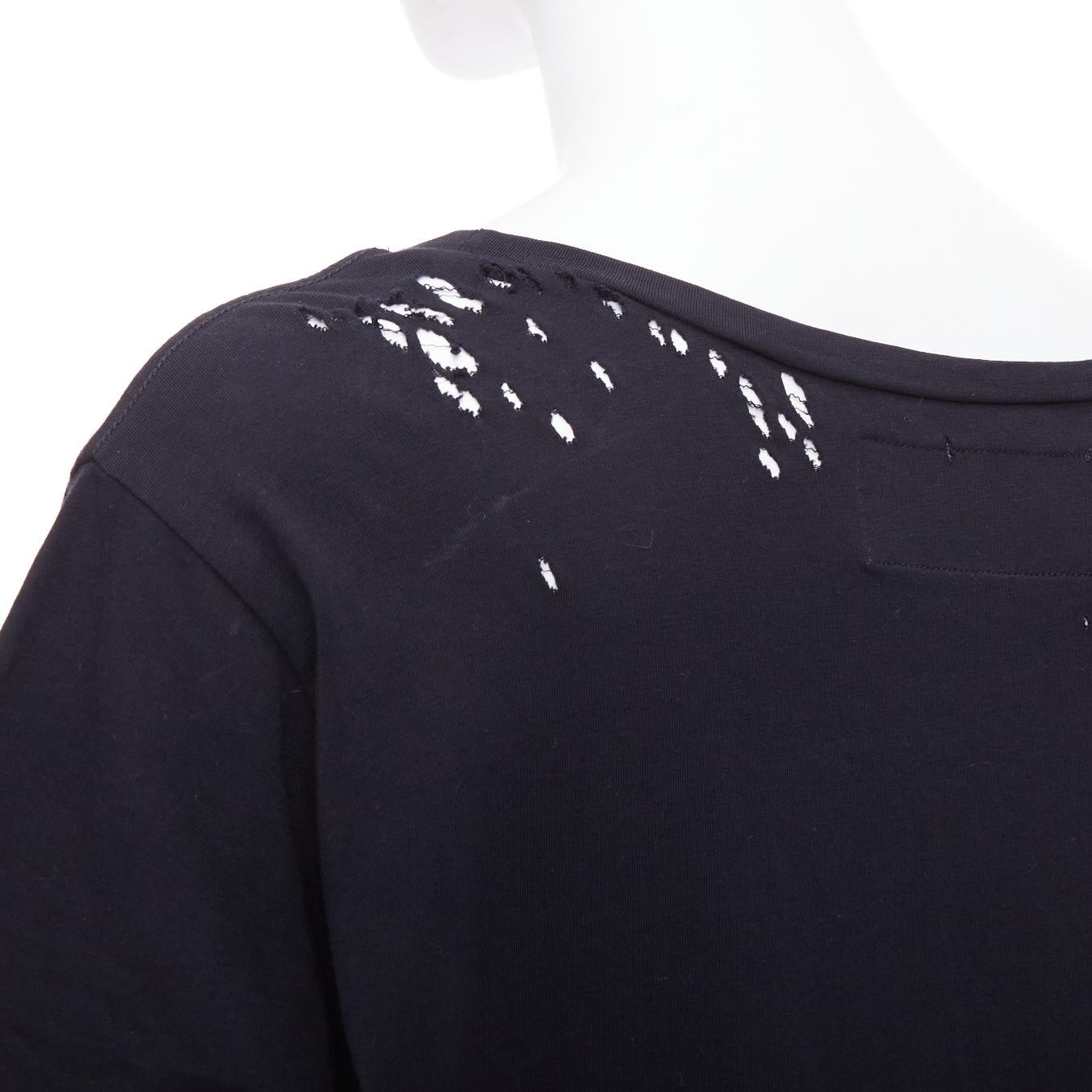 GARCONS INFIDELES black cotton white logo distressed tshirt M For Sale 2