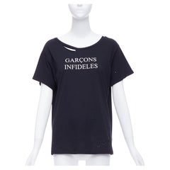 GARCONS INFIDELES camiseta de algodón negro con logotipo en blanco desgastado M