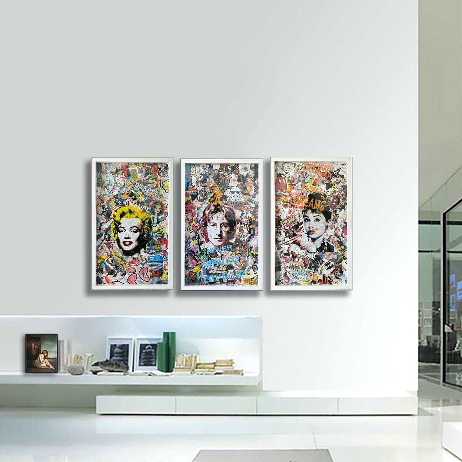 One-of-a-kind Pop Art Original Painting (3 Artworks) on paper by Gardani available for you. Hand signed by the Artist front and back, comes with official Gardani Certificate of Authenticity with a unique dollar bill sequence as a registration