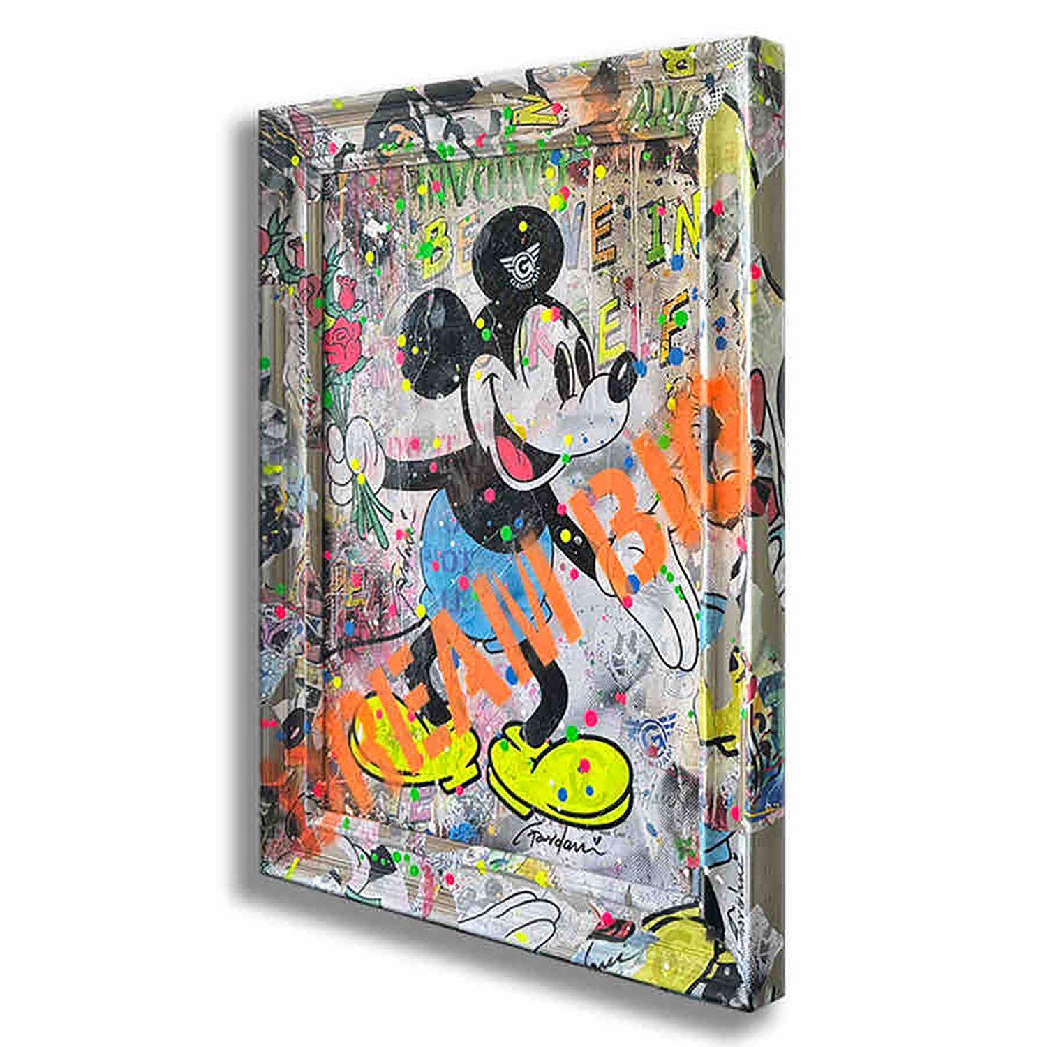 Einzigartiges Pop-Art-Originalgemälde auf Leinwand von Gardani, handsigniert vom Künstler auf der Vorder- und Rückseite, kommt mit offiziellem Gardani-Echtheitszertifikat mit einer einzigartigen Dollarschein-Sequenz als Registrierungsnummer für