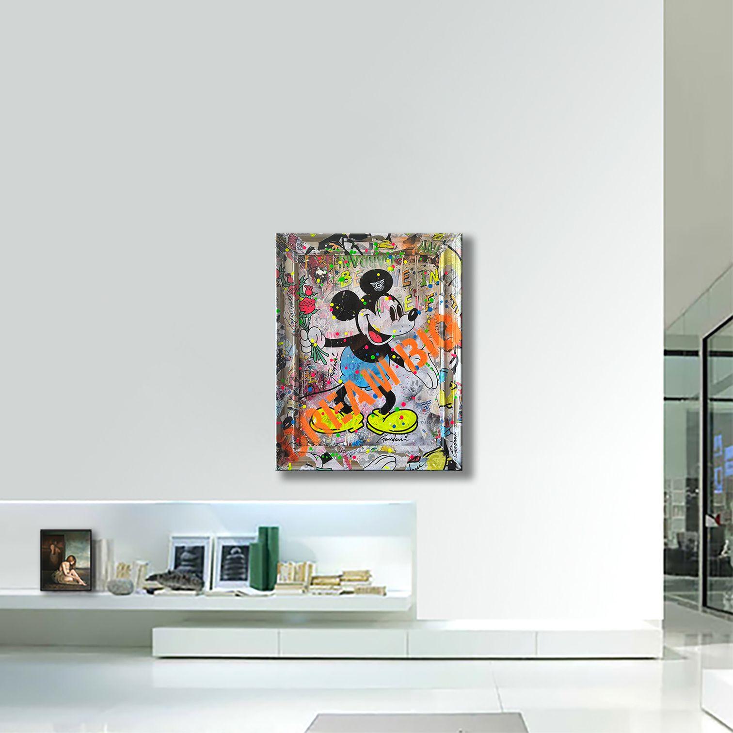 Always Happy Mickey, Gemälde, Acryl auf Leinwand im Angebot 1