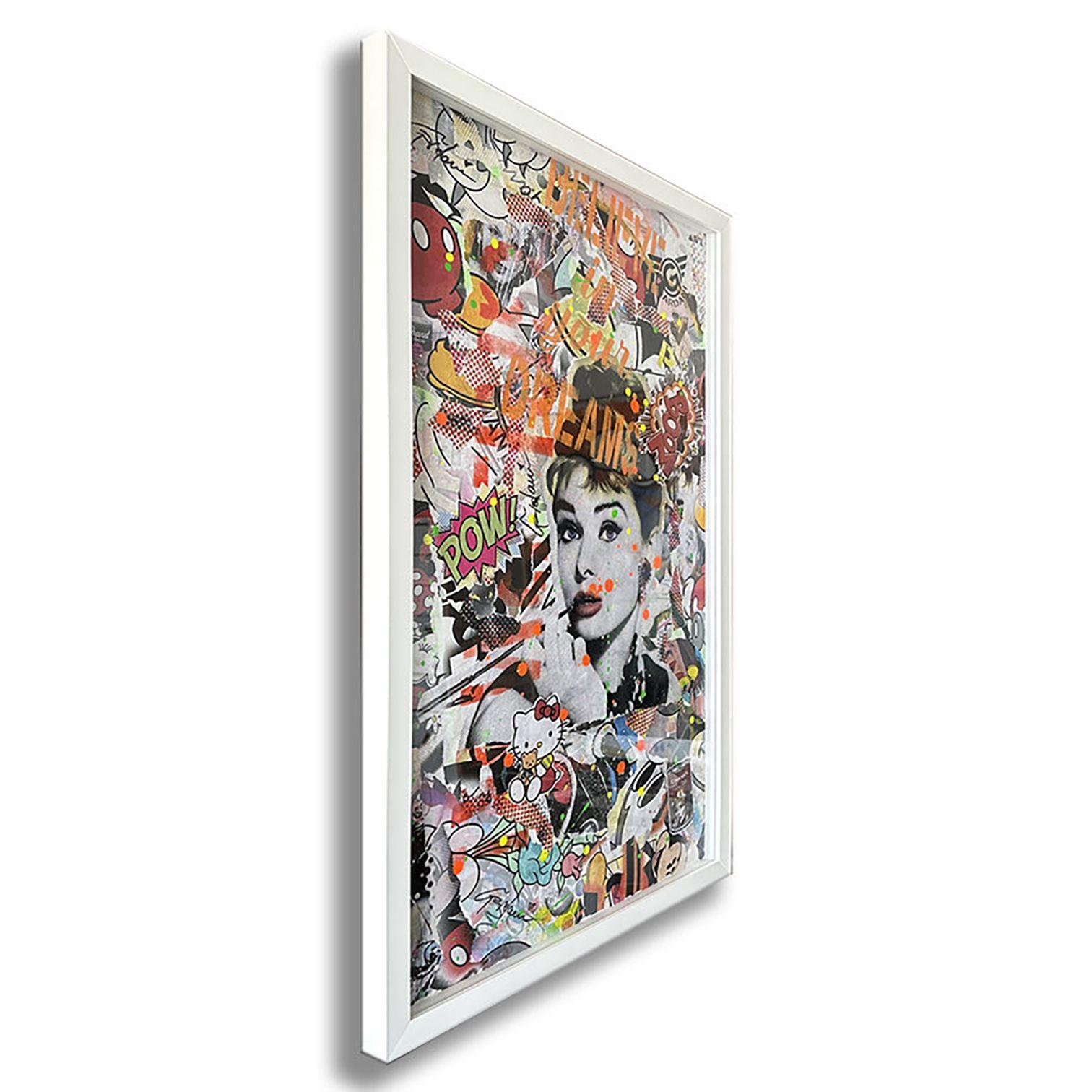 Audrey Hepburn Gold, Gemälde, Acryl auf Papier im Angebot 1