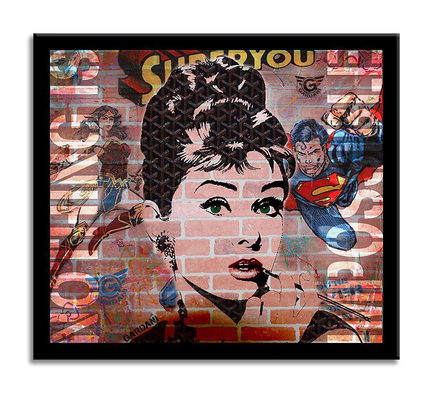 Audrey Wonder Woman, Gemälde, Acryl auf Leinwand (Pop-Art), Painting, von Gardani Art