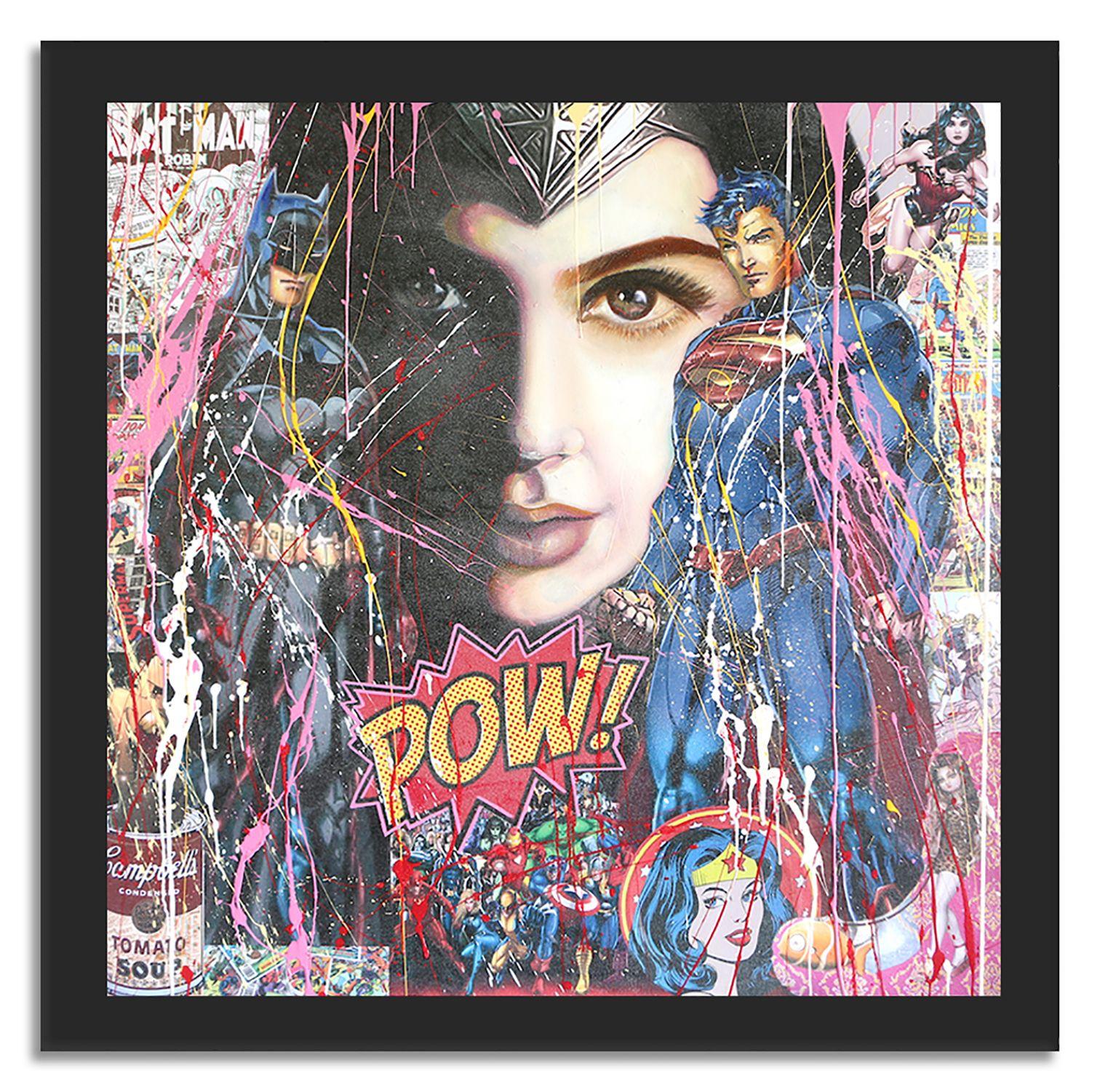Batman Superman Beauty, Painting, Acrylic on Canvas For Sale 1