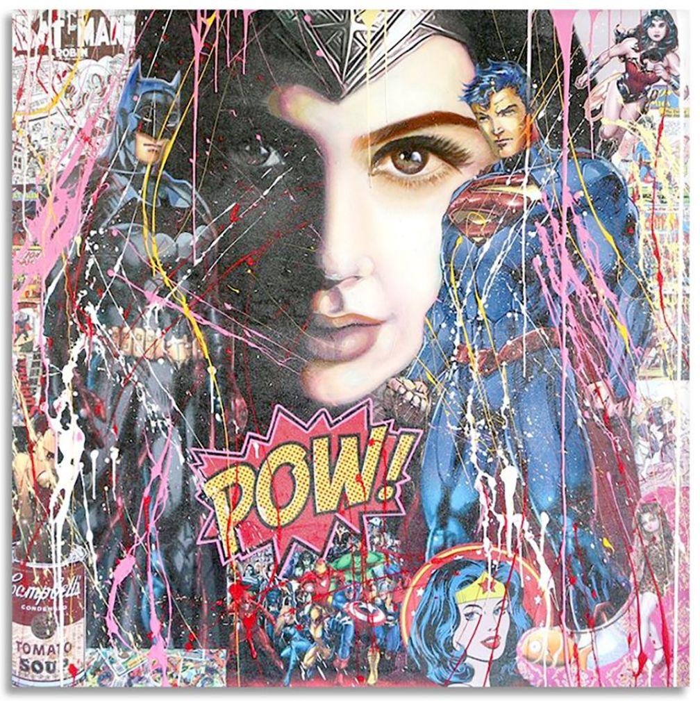 Batman Superman Schönheit, Gemälde, Acryl auf Leinwand