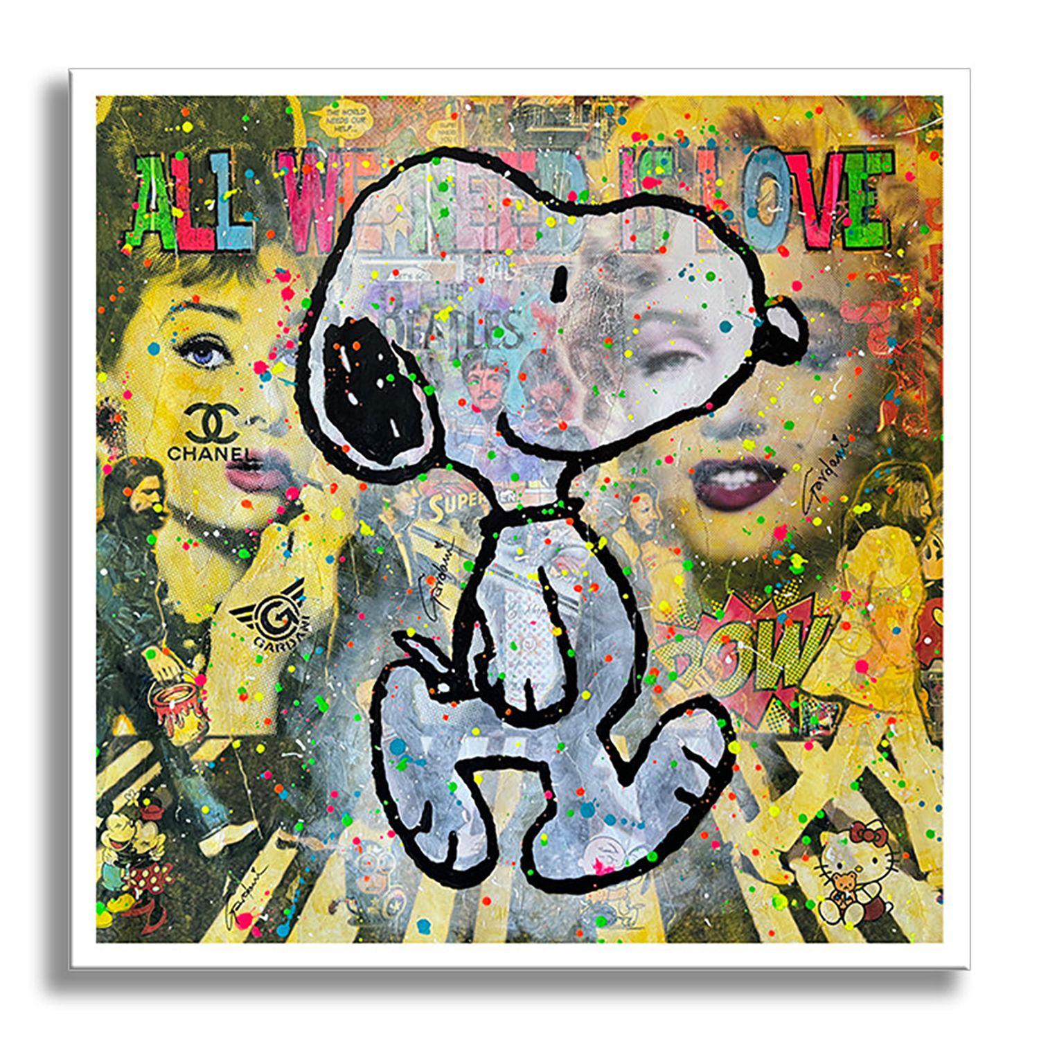 Beatles Snoopy - Original Painting on Canvas, Painting, Acrylic on Canvas For Sale 2