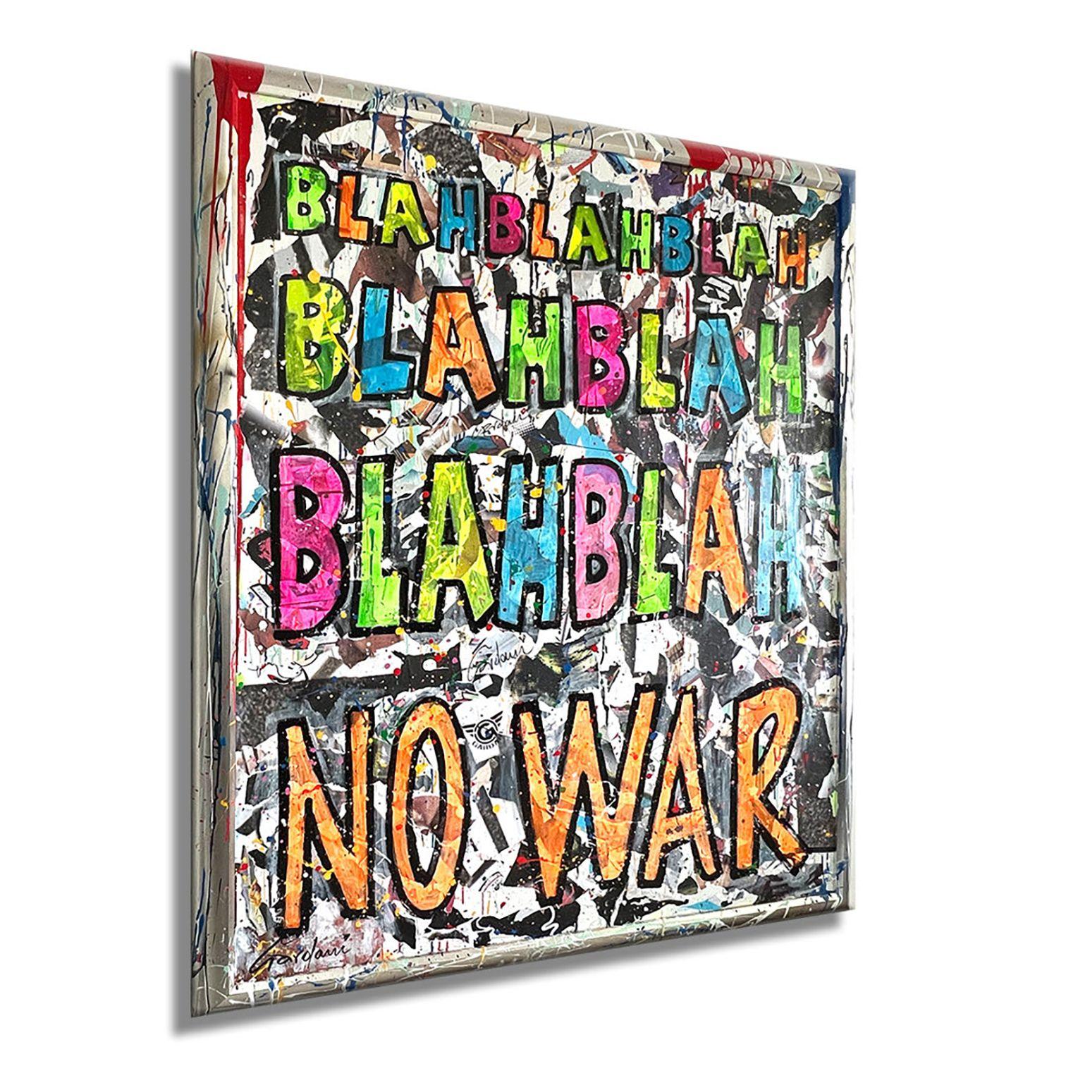 Blah No War - Peinture originale sur toile, Peinture, Acrylique sur toile - Pop Art Painting par Gardani Art