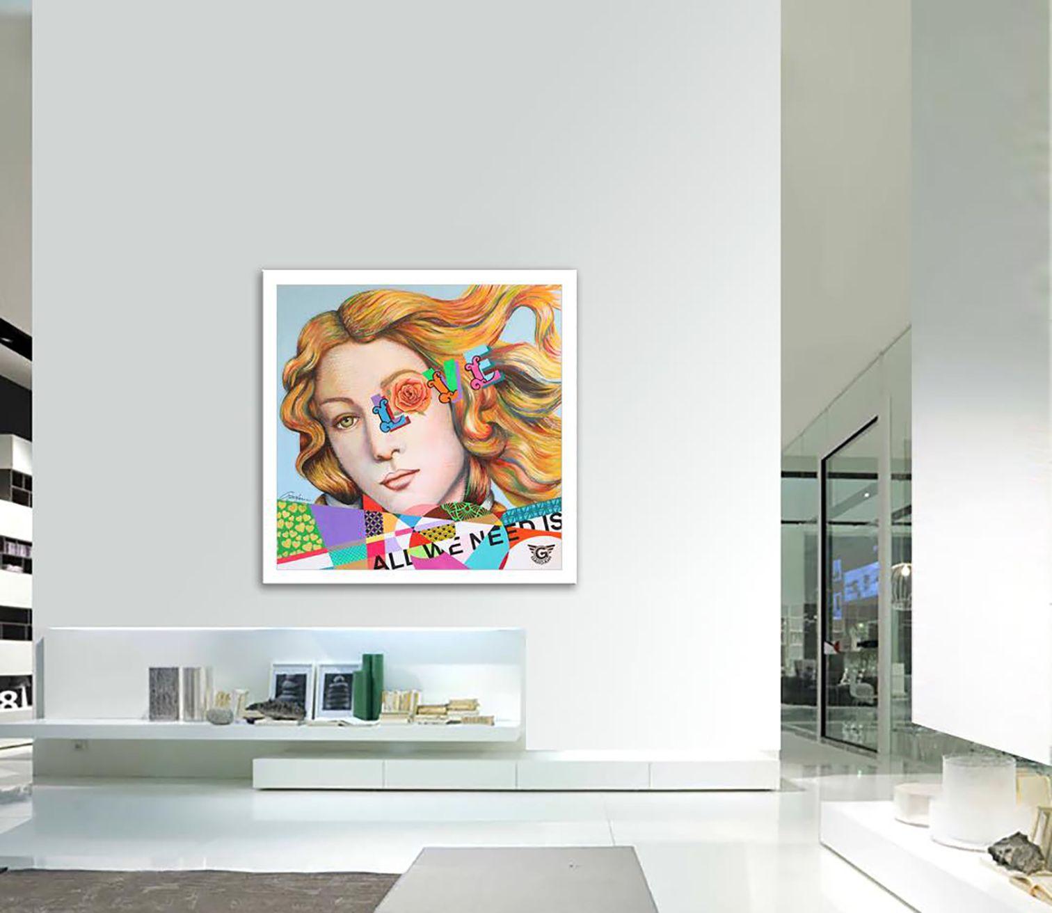 Botticelli-All we need is Love, Painting, Oil on Canvas For Sale 4