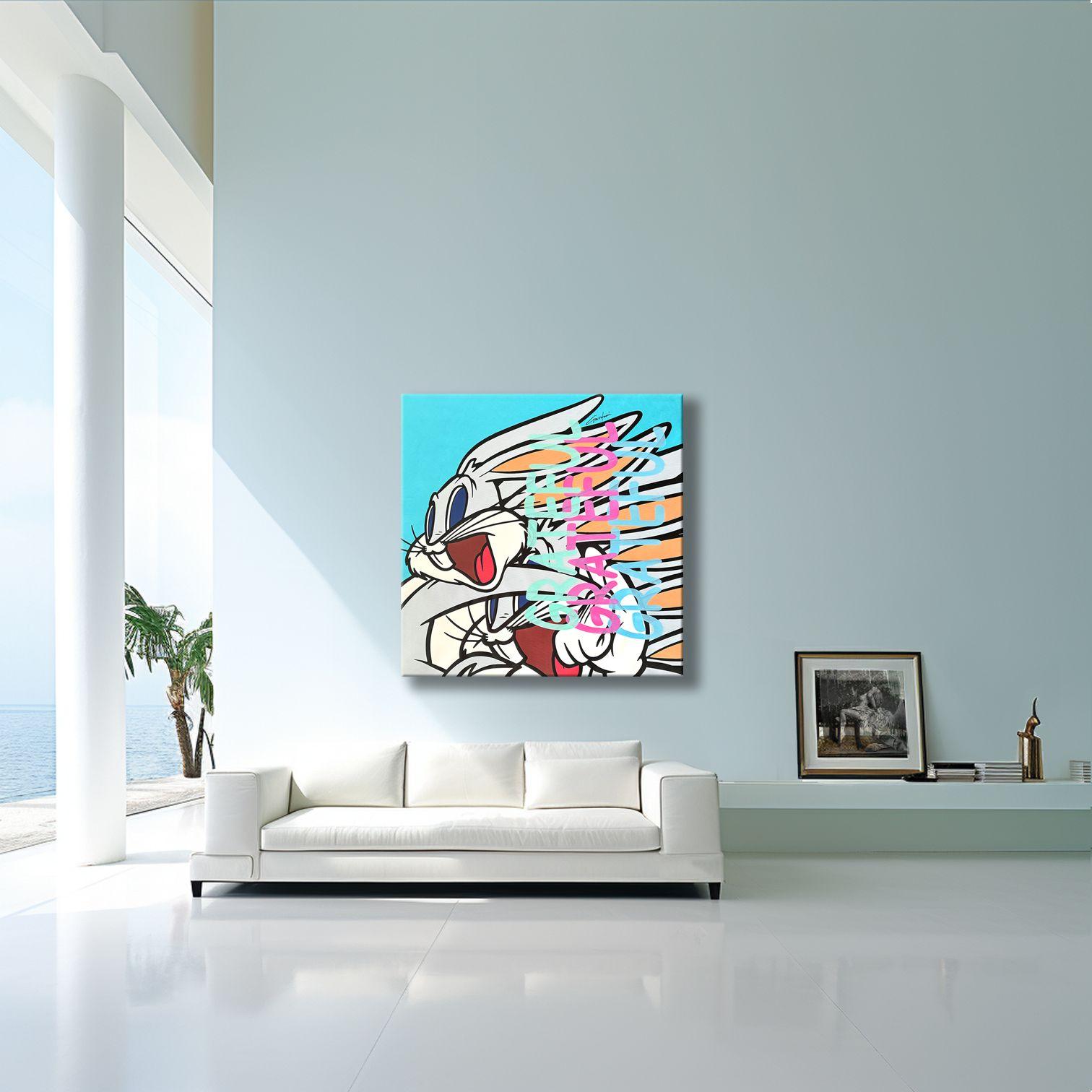 La salida de Bugs Bunny -  Pintura original sobre lienzo, Pintura, Acrílico sobre lienzo en venta 1