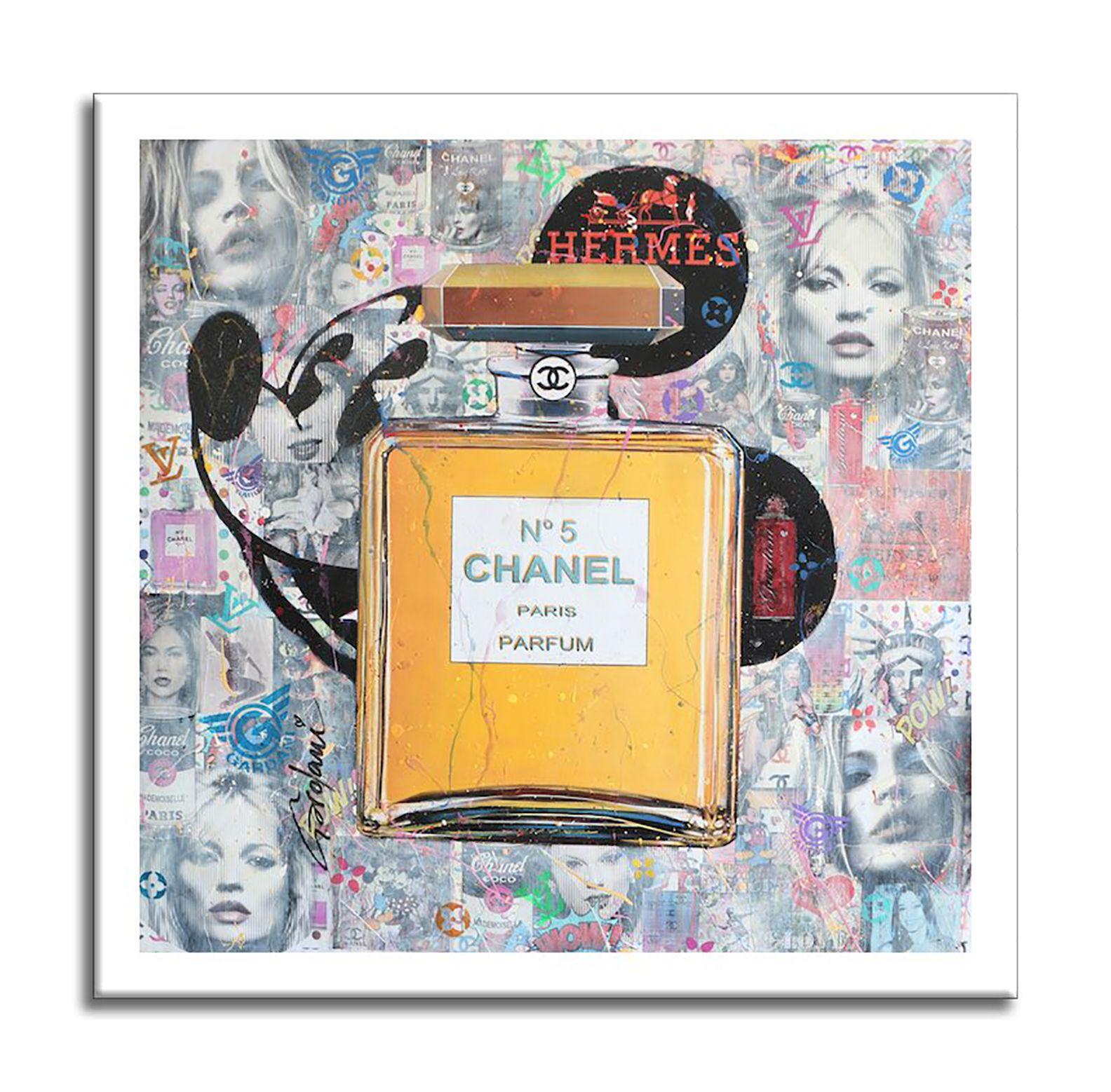 Chanel Paris parfum Mickey, peinture sur toile en vente 1