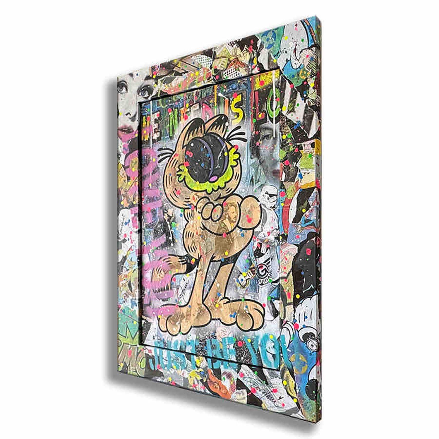 Garfield Attitude, Painting, Acrylic on Canvas For Sale 1