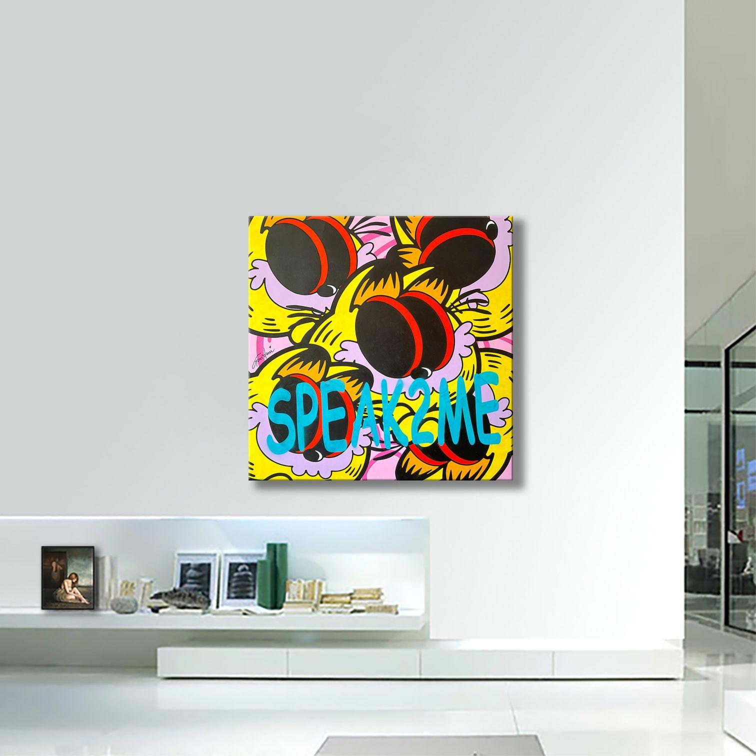Garfield spricht zu mir, Gemälde, Acryl auf Leinwand im Angebot 1