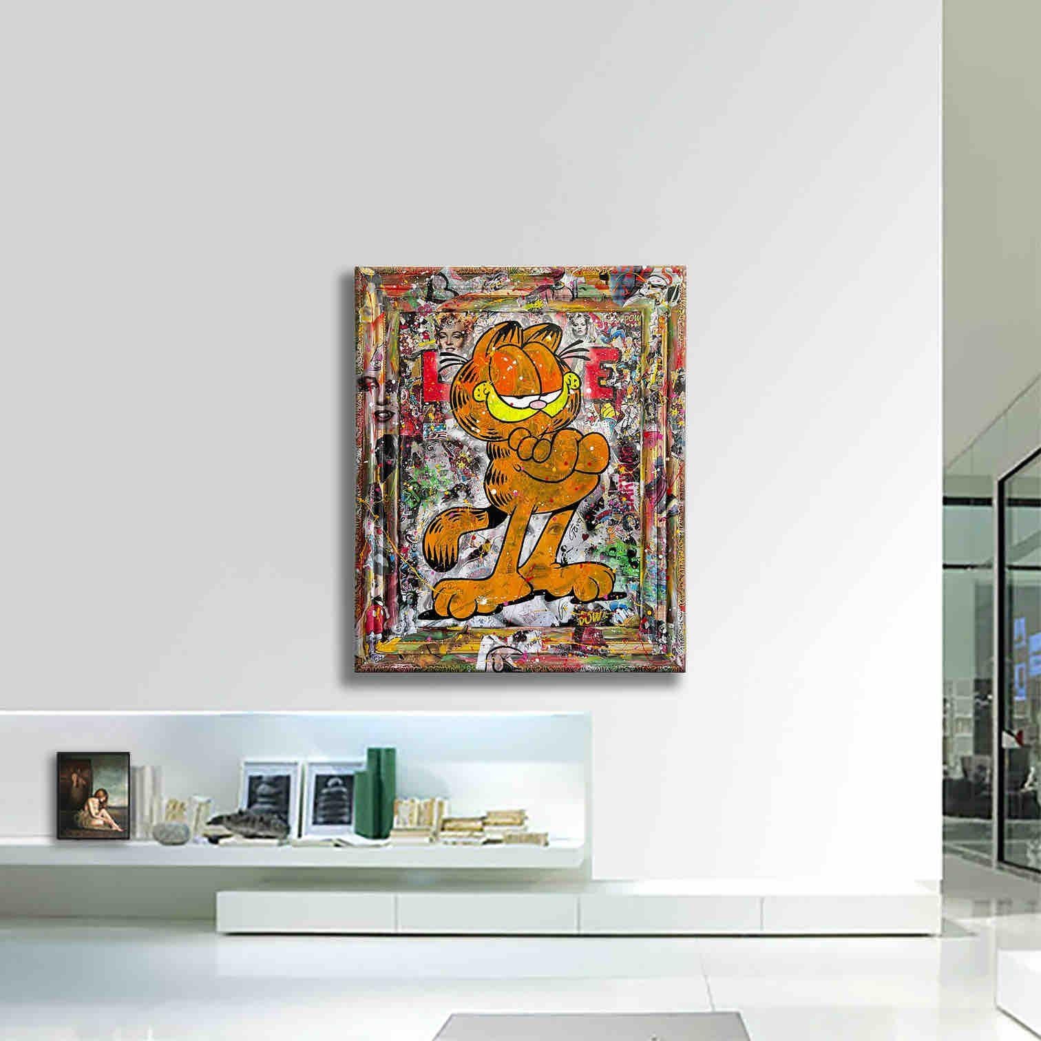 Garfield world â€“ Original Painting on Canvas, Painting, Acrylic on Canvas For Sale 2