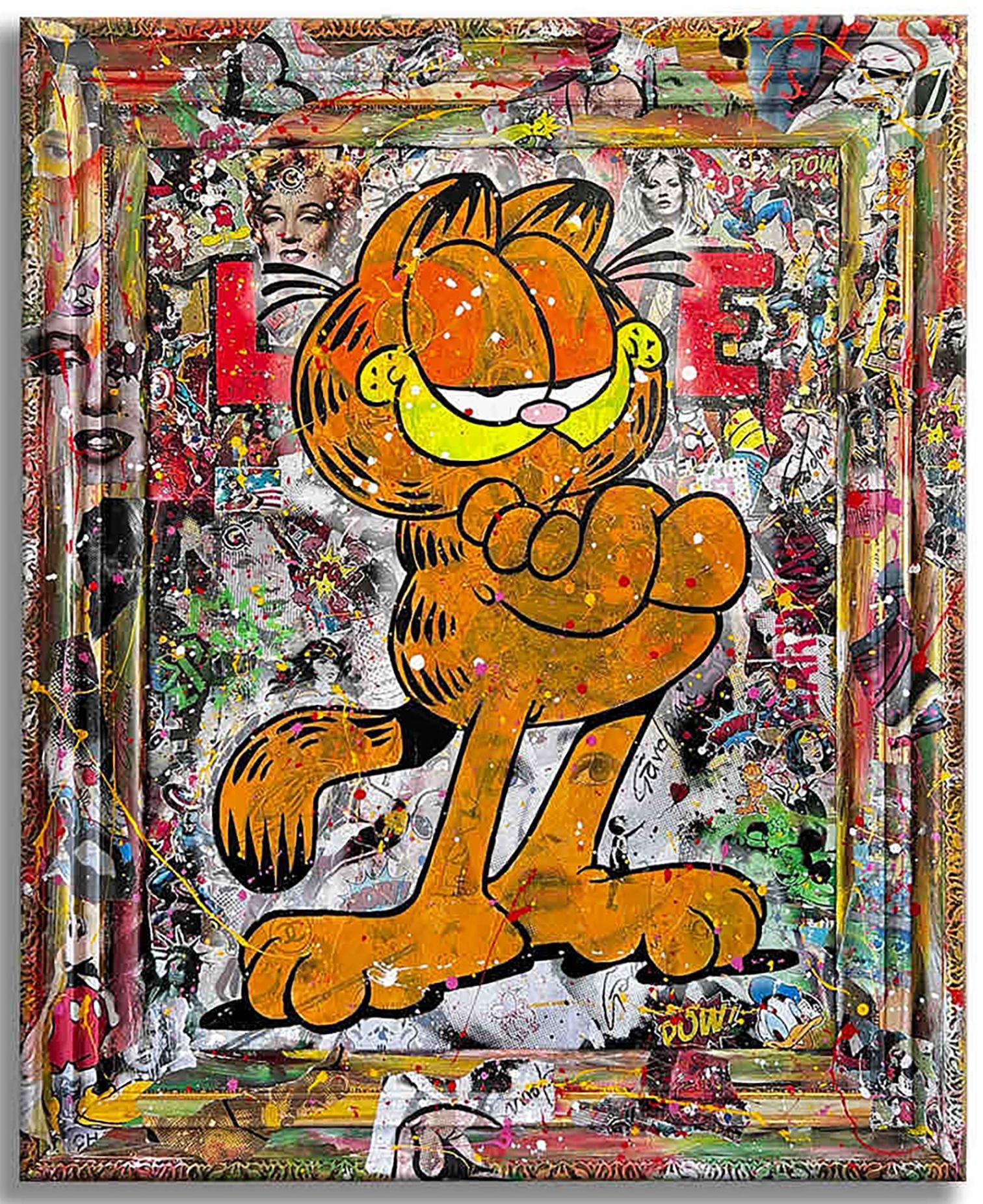Le monde de Garfield - Peinture originale sur toile, Peinture, Acrylique sur toile