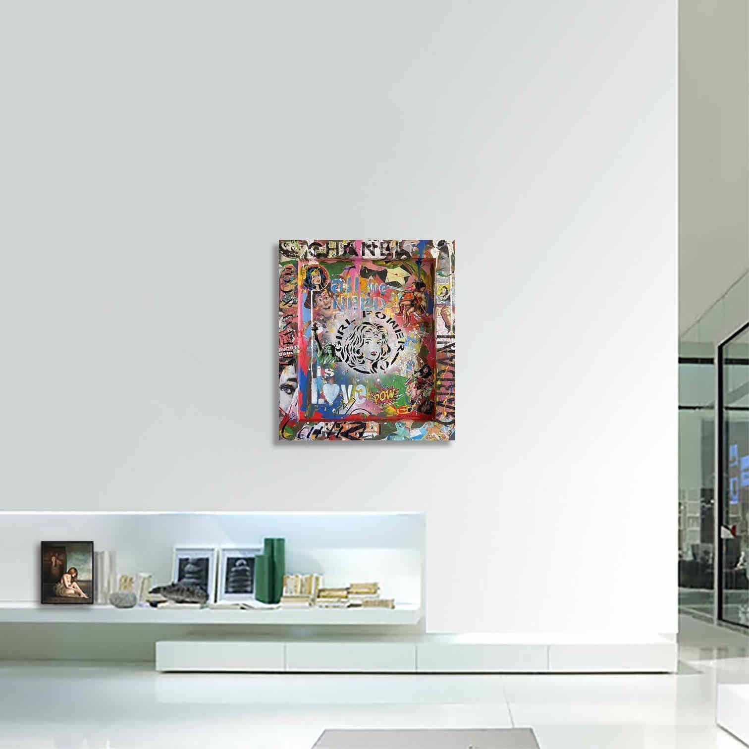 Girl Power Love, peinture, acrylique sur toile en vente 1