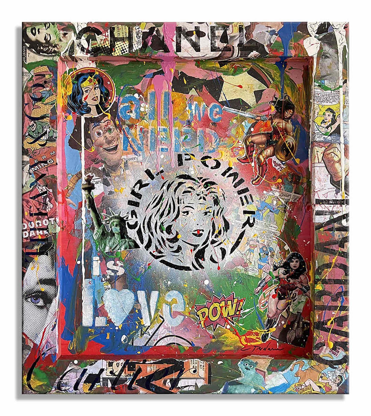 Girl Power Love, peinture, acrylique sur toile en vente 2