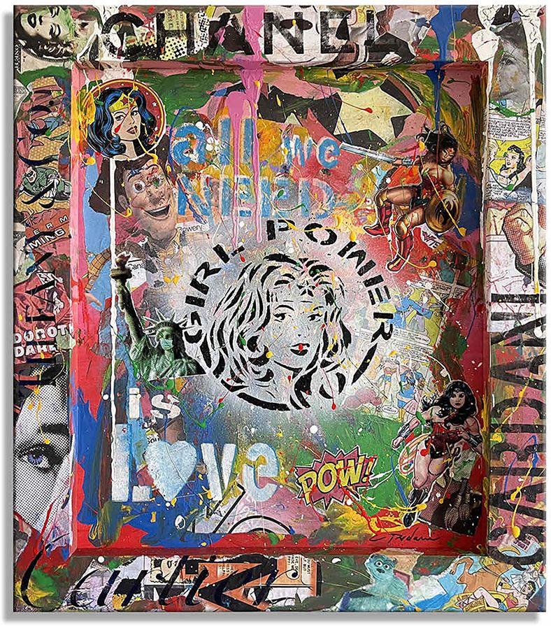Girl Power Love, Painting, Acrylic on Canvas