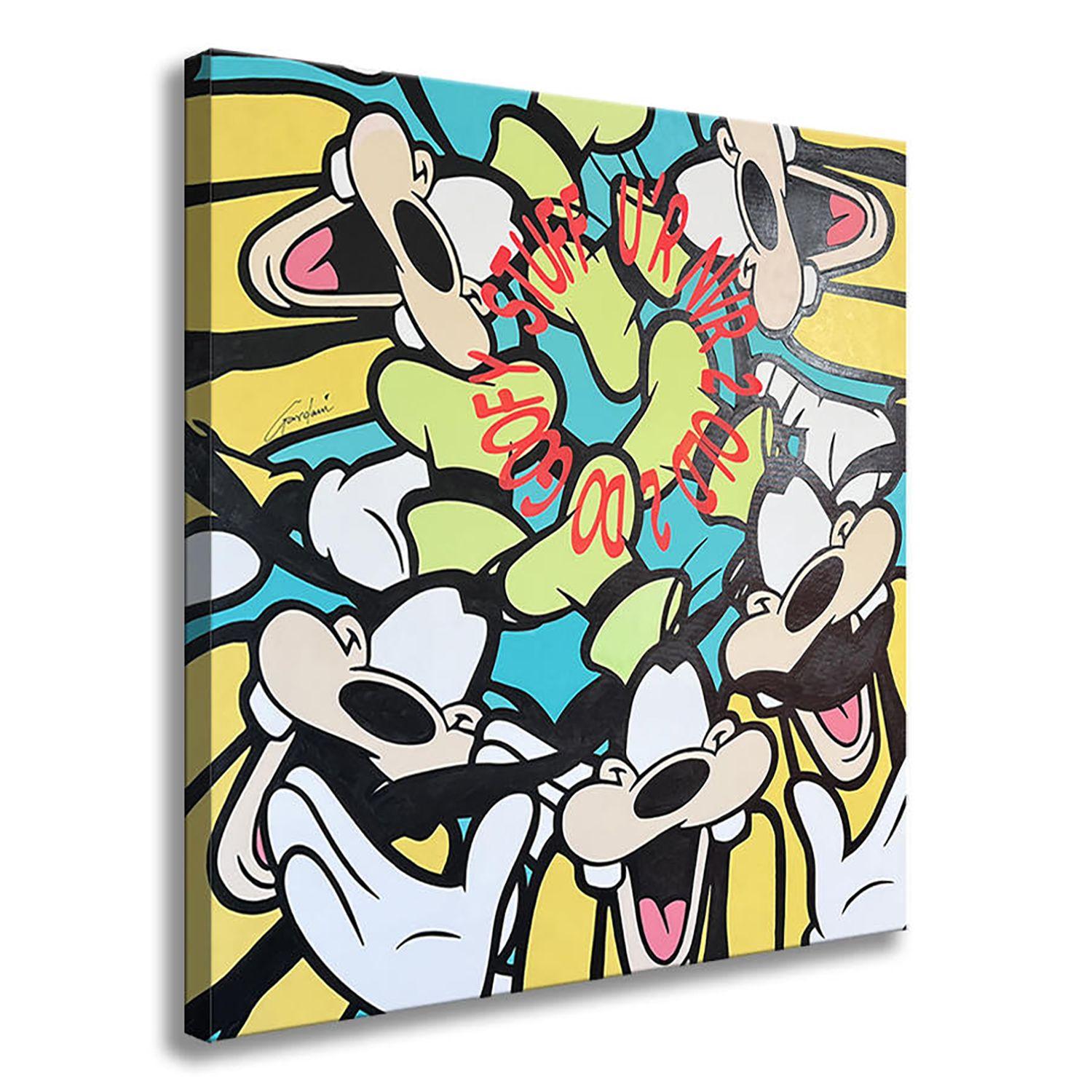 Dipinto originale Pop Art su tela di Gardani, unico nel suo genere, disponibile per te. Firmato a mano dall'artista davanti e dietro, viene fornito con il Certificato di Autenticità ufficiale Gardani con una sequenza unica di banconote da un dollaro